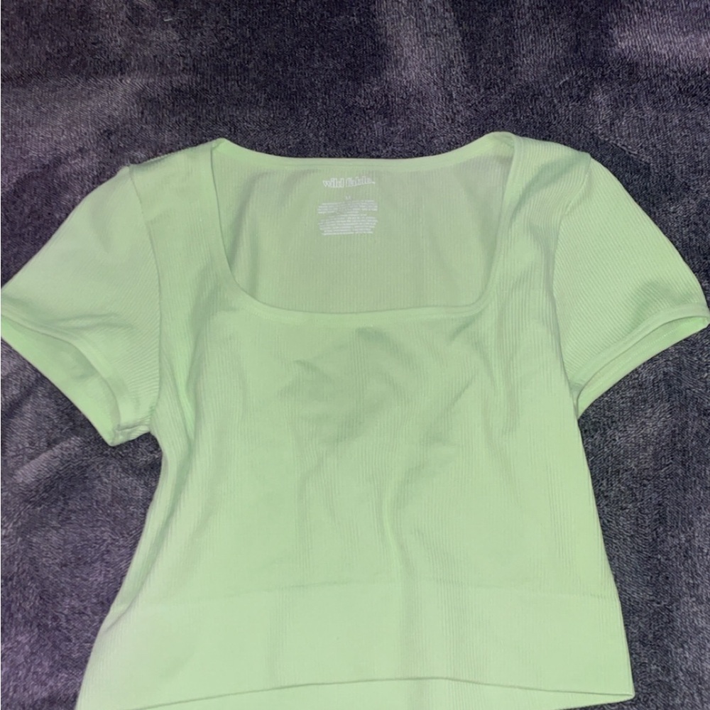 Wild Fable Green Cropped Blouse with Square Neckline